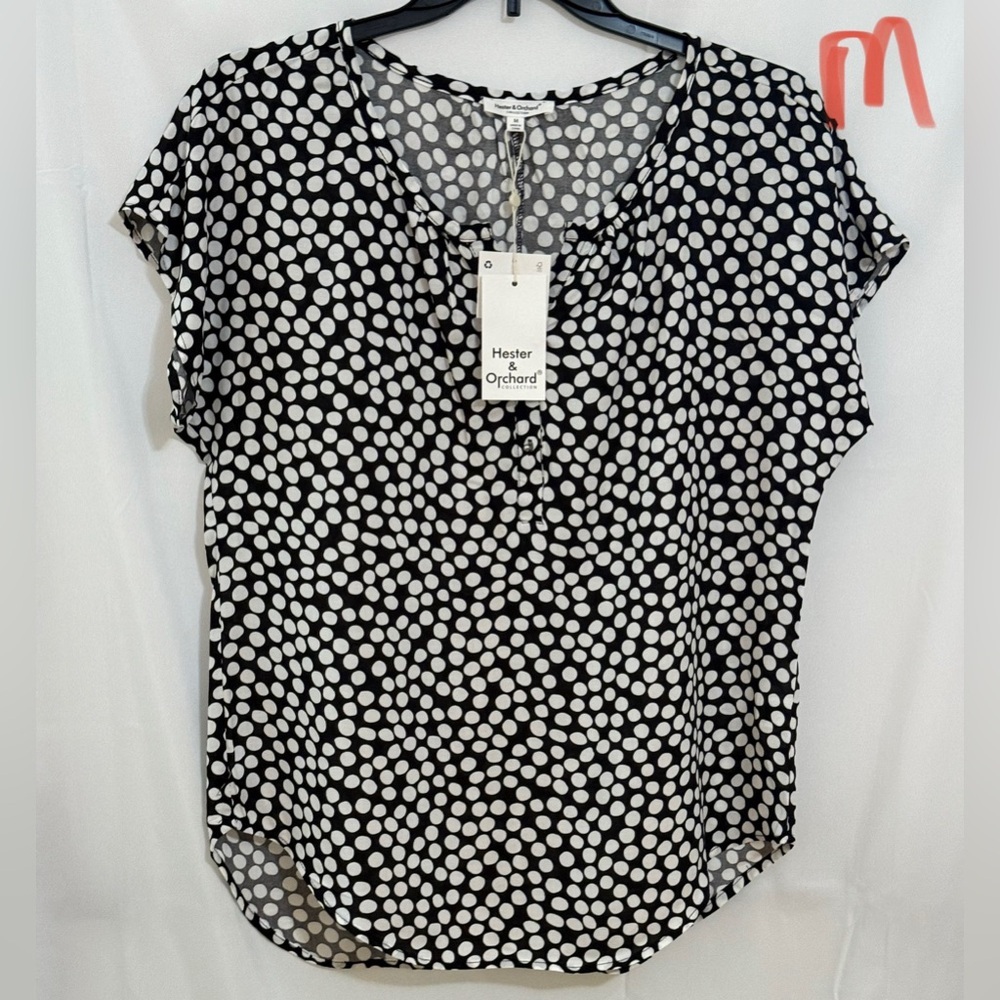 Black and White Relaxed V-Neck Blouse